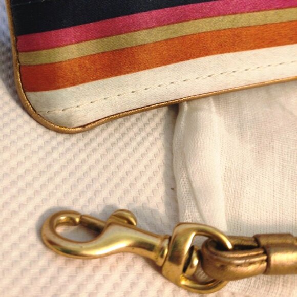 Coach Lim Ed Horizontal Stitch Legacy Stripe Pocket Wristlet in Brass/Multi, EUC - Picture 4 of 13